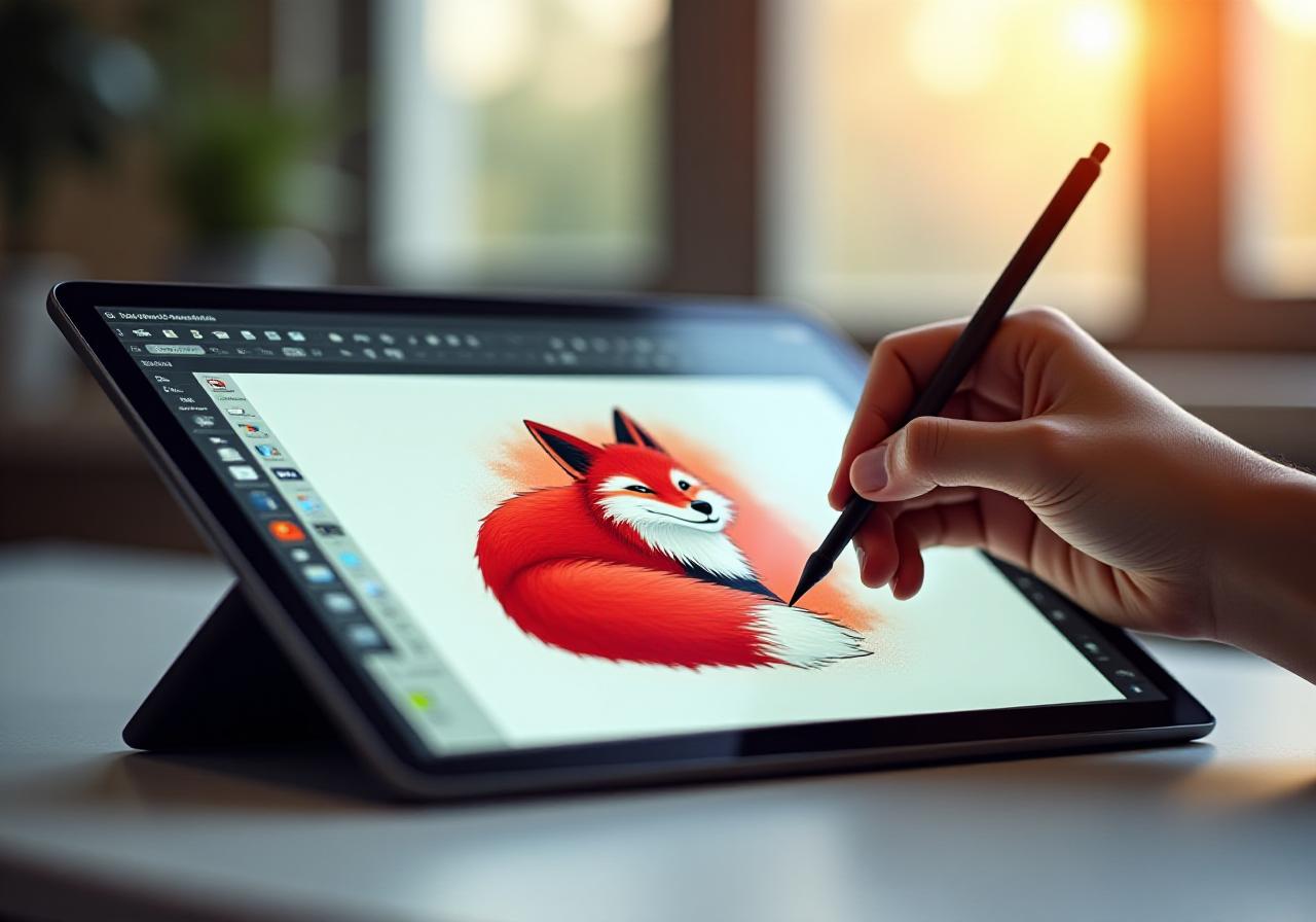 Digital illustration workspace with Procreate on iPad
