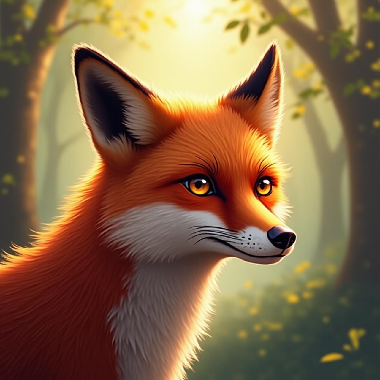 Close up of a digital fox illustration showcasing fur texture
